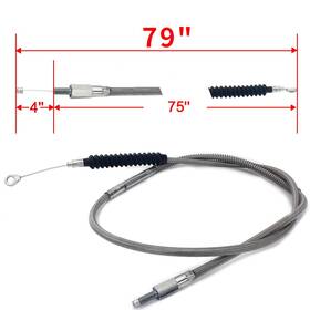 Hd-ccs-019-bkcr-1219 Bikingboy For Harley Touring Road King Glide Fatboy Clutch Cable Stainless 79 Inch 190cm