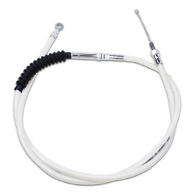 109011 Braided White Chrome 75inch Silver Clutch Cable For Harley Big Twin V