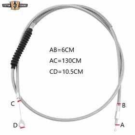 34002060 Custom Chrome 130cm Stainless Clutch Cable 51 Inch Fits For Harley Flhtc Fxrc Flt Fltc 1983-1987