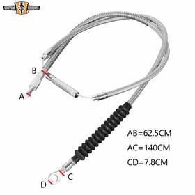 34002070 Custom Chrome 140cm Stainless Clutch Cable 55 Inch Fits For Harley Sportster Xl 2011-2015