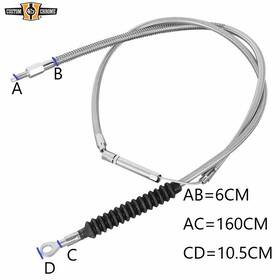 34002090 Custom Chrome 160cm Stainless Steel Clutch Cable 63 Inch Fit For Harley Sportster Xl 2011-2015
