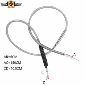 34030010 Custom Chrome Stainless Braided 150cm Clutch Cable Fit For Harley Sportster Xl883 1200c 86-10