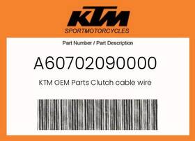 Ktm A60702090000 Genuine Clutch Cable Wire -
