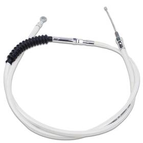109009 Powerjames 67 Inch White Silver Pearl Braided Clutch Cable For Harley Softail Flsb Touring Dyna