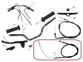 1037-11032-10 Ural Gear Up Clutch Cable - New