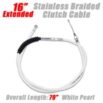 +16" White Silver Pearl Stainless Braided Clutch Cable For Harley Flhr Flhx. Fixed Price $74.95.
