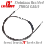 +15" Stainless Braided Clutch Cable For Harley 00-05 Dyna / 87-06 Softail Smoke. Fixed Price $71.95.