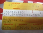 Kawasaki Oem Nos Cable 54012-1100 #6270. Fixed Price $15.99.