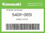 Kawasaki Genuine Cable-clutch 54011-0651. Fixed Price $30.28.