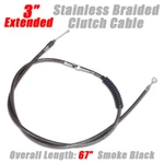+3" Stainless Braided Clutch Cable For Harley 00-05 Dyna / 87-06 Softail Smoke. Fixed Price $68.95.