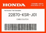 Honda Genuine Cable Clutch 22870-KSR-J01. Fixed Price $33.08.