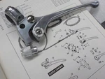 Sportster, Polished Clutch Lever + Cable Adjuster, 38604-65A. Fixed Price $24.00.